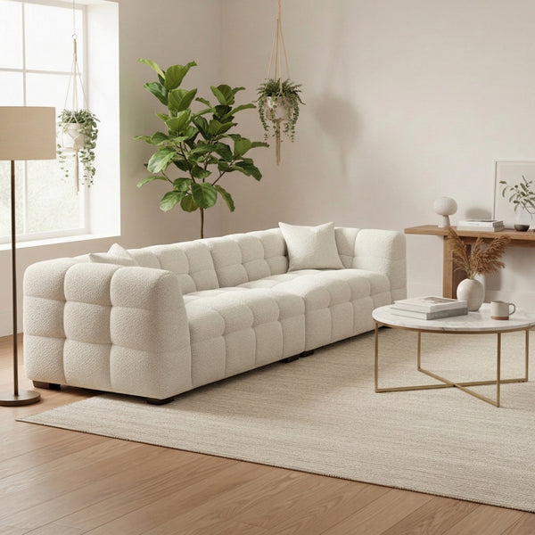 Savoy 4 Seater Sofa — Oatmeal Beige Bouclé studio