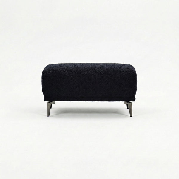 Mayfair Footstool — Midnight Black Bouclé — Studio View