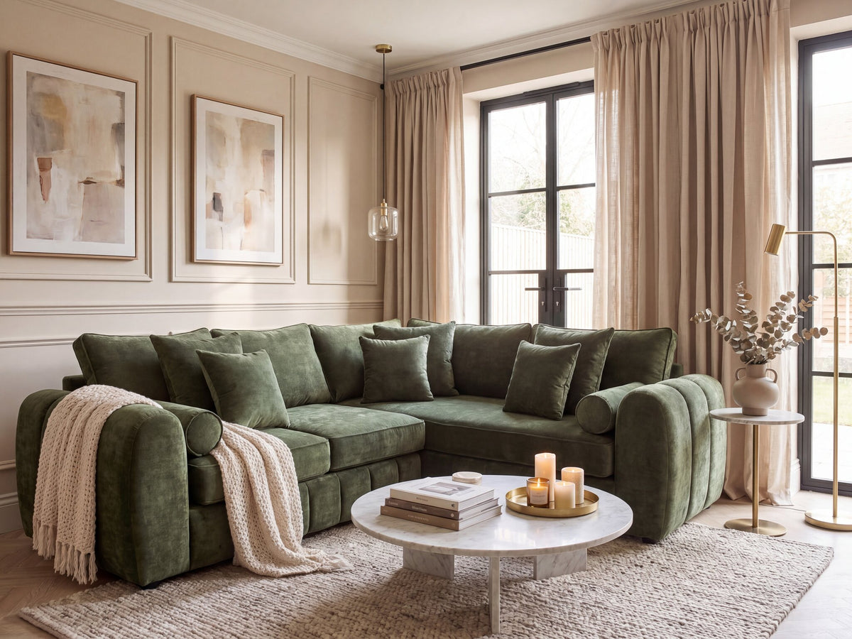 Green Chenille Chaise