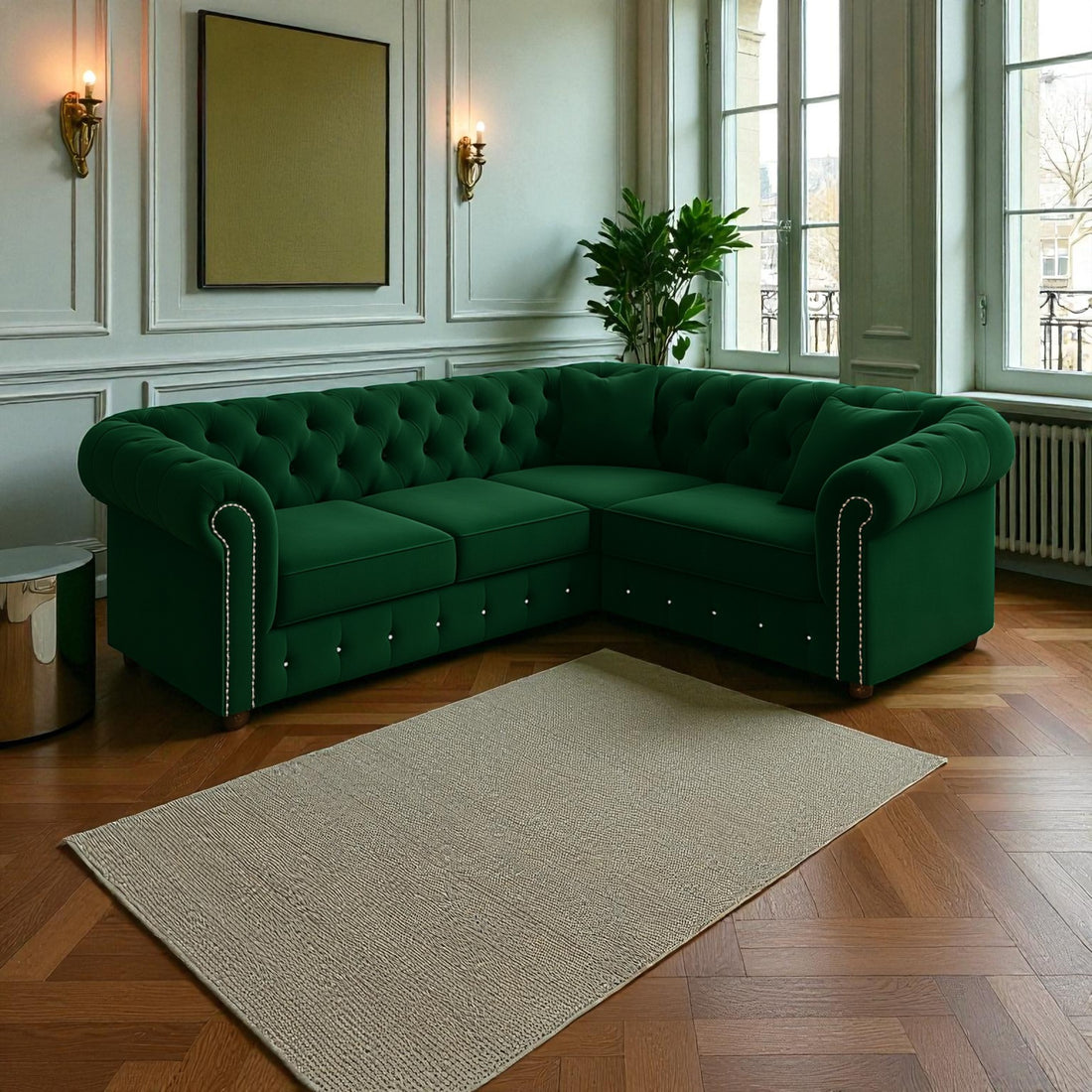 The Laila Luxe 2C2 Chesterfield – Soft Touch Velvet Finish