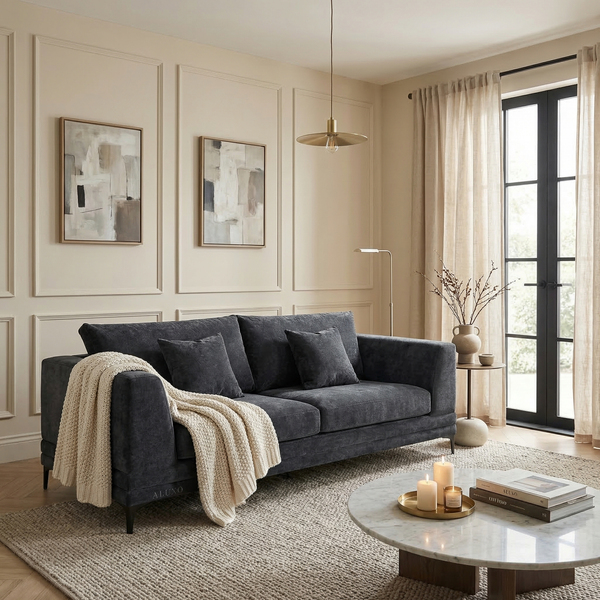 Marlow 3 Seater Sofa — Aegean Blue Mermaid Velvet lifestyle