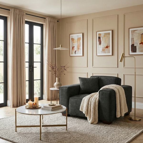 Kensington Armchair — Midnight Black Bouclé - lifestyle