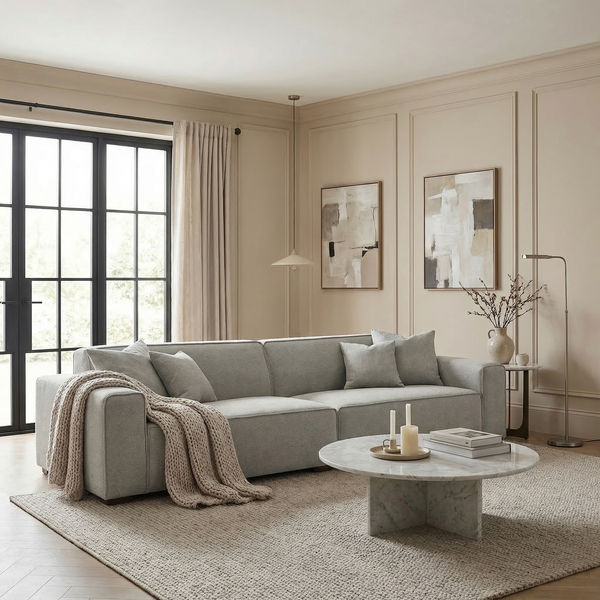 Kensington 4 Seater Sofa — Pebble Grey Bouclé - lifestyle