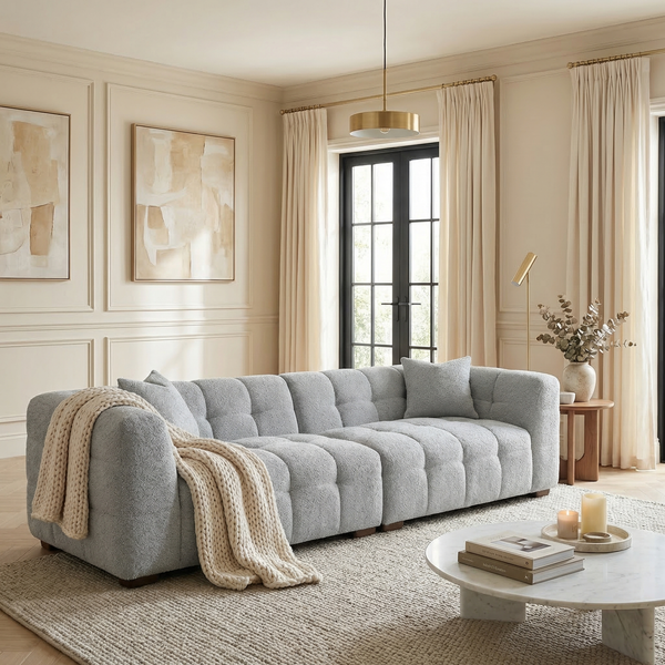 Savoy 4 Seater Sofa — Pearl Bouclé lifestyle