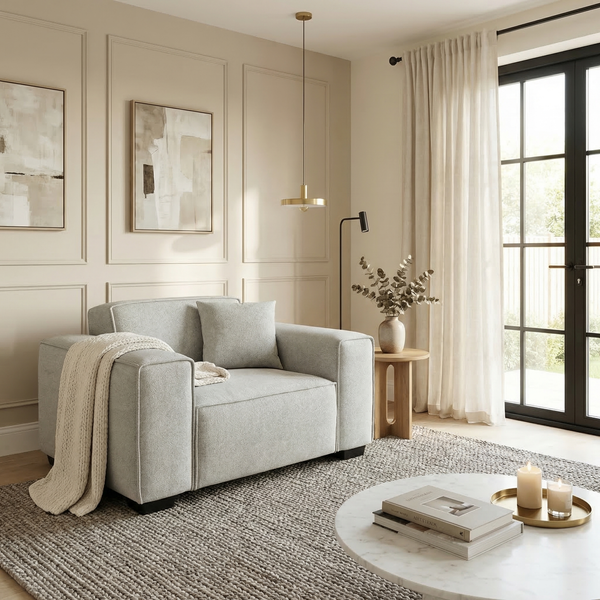 Kensington Armchair — Pebble Grey Bouclé - lifestyle